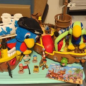 Pirate Ship Playset with Plush Parrot and Figures